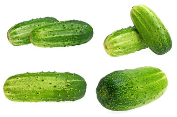 Set of cucumbers isolated on a white background