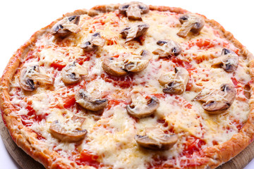 Tasty pizza with vegetables close up