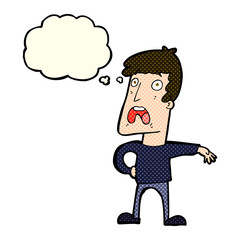cartoon complaining man with thought bubble