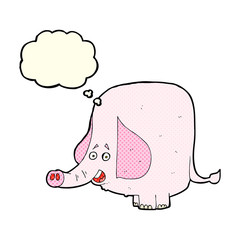 cartoon pink elephant with thought bubble
