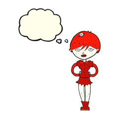 cartoon pretty vampire girl with thought bubble