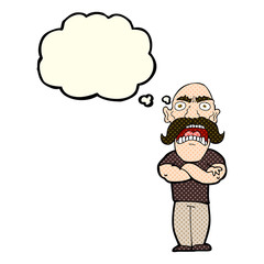 cartoon angry man with thought bubble