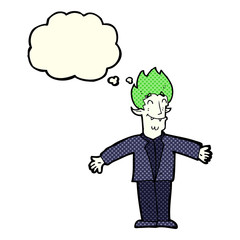 Fototapeta premium cartoon happy vampire with thought bubble