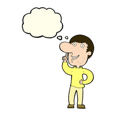 cartoon man with idea with thought bubble