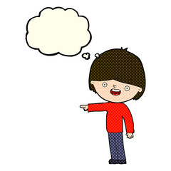 Obraz premium cartoon man pointing with thought bubble