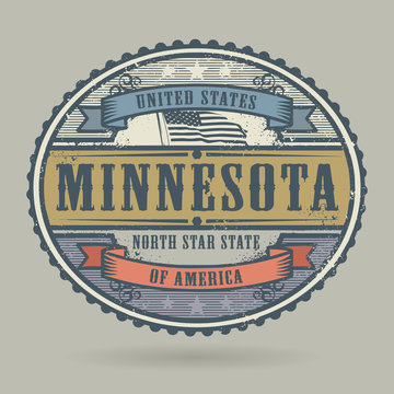 Vintage stamp with the text United States of America, Minnesota