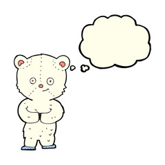 cartoon teddy polar bear cub with thought bubble