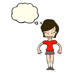 cartoon pretty woman with thought bubble