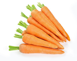 Fresh ripe carrots isolated on white