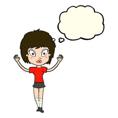 Obraz premium cartoon pretty girl with thought bubble