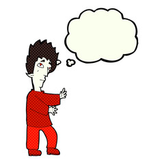 cartoon vampire with thought bubble