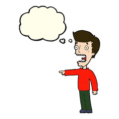 cartoon terrified man with thought bubble