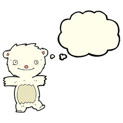 cartoon polar bear cub with thought bubble
