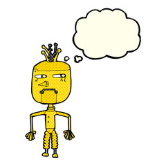 cartoon robot with thought bubble