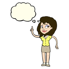 cartoon pretty woman with idea with thought bubble