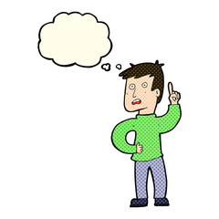 cartoon boy with idea with thought bubble