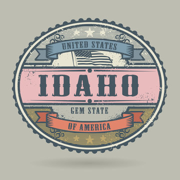 Vintage stamp with the text United States of America, Idaho
