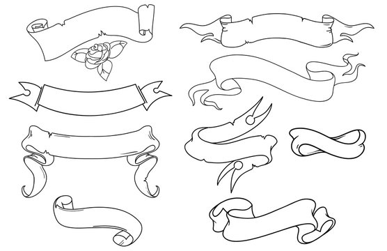 nine old style tattoo vector text ribbons