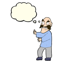 cartoon angry old man with thought bubble