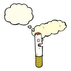 cartoon cigarette with thought bubble