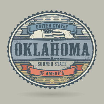 Vintage stamp with the text United States of America, Oklahoma