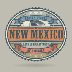 Vintage stamp with the text United States of America, New Mexico