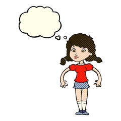 cartoon pretty girl with thought bubble