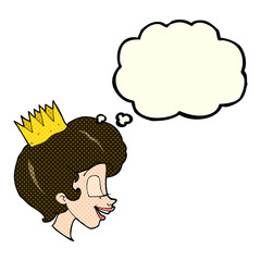 cartoon princess with thought bubble