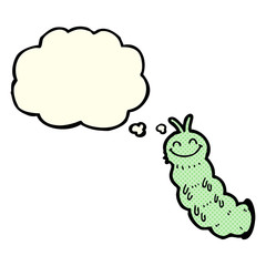 cartoon caterpillar with thought bubble