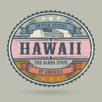 Vintage stamp with the text United States of America, Hawaii