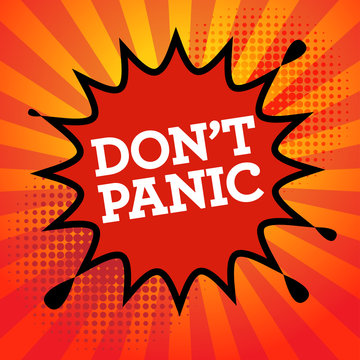 Comic book explosion with text Don't Panic, vector