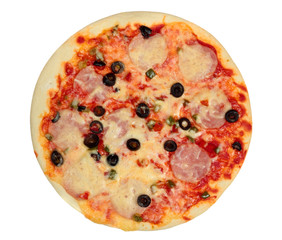 Pizza with ham and olives