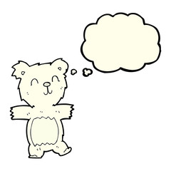 cartoon cute polar bear cub with thought bubble