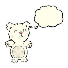 cartoon cute polar bear cub with thought bubble