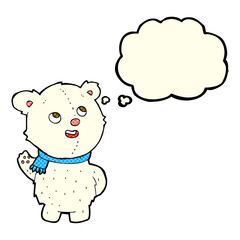 cartoon cute polar bear cub with thought bubble