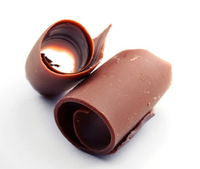 Chocolate curls isolated on white