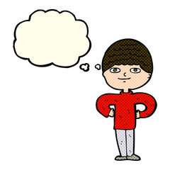 cartoon proud man with thought bubble