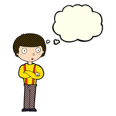 cartoon staring boy with thought bubble