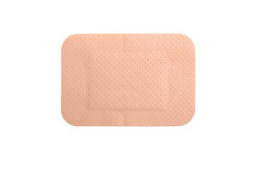 Rectangular adhesive bandage on white background
