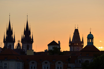 Fototapeta na wymiar Prague - spires of the old town