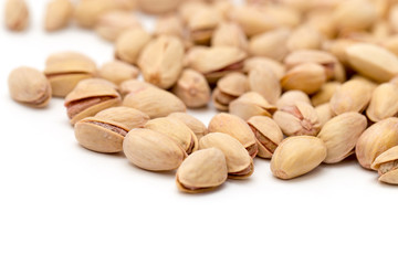 pistachios on a white background. close