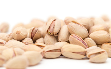 pistachios on a white background. close