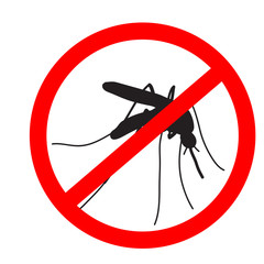Anti mosquito sign with a realistic mosquito.