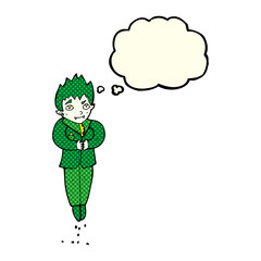 cartoon floating vampire with thought bubble