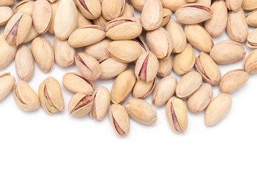 pistachios on a white background. close