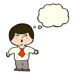 cartoon shocked boy with thought bubble