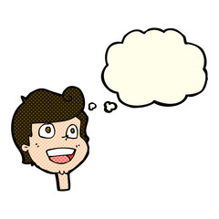 cartoon happy face with thought bubble