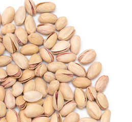 pistachios on a white background. close