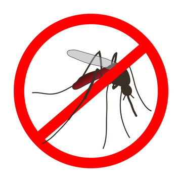 Anti Mosquito Sign With A Realistic Mosquito.