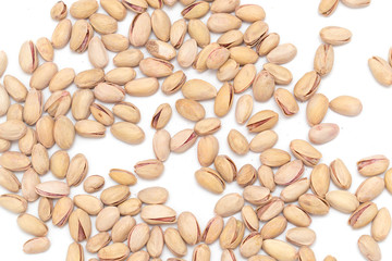 pistachios on a white background. close
